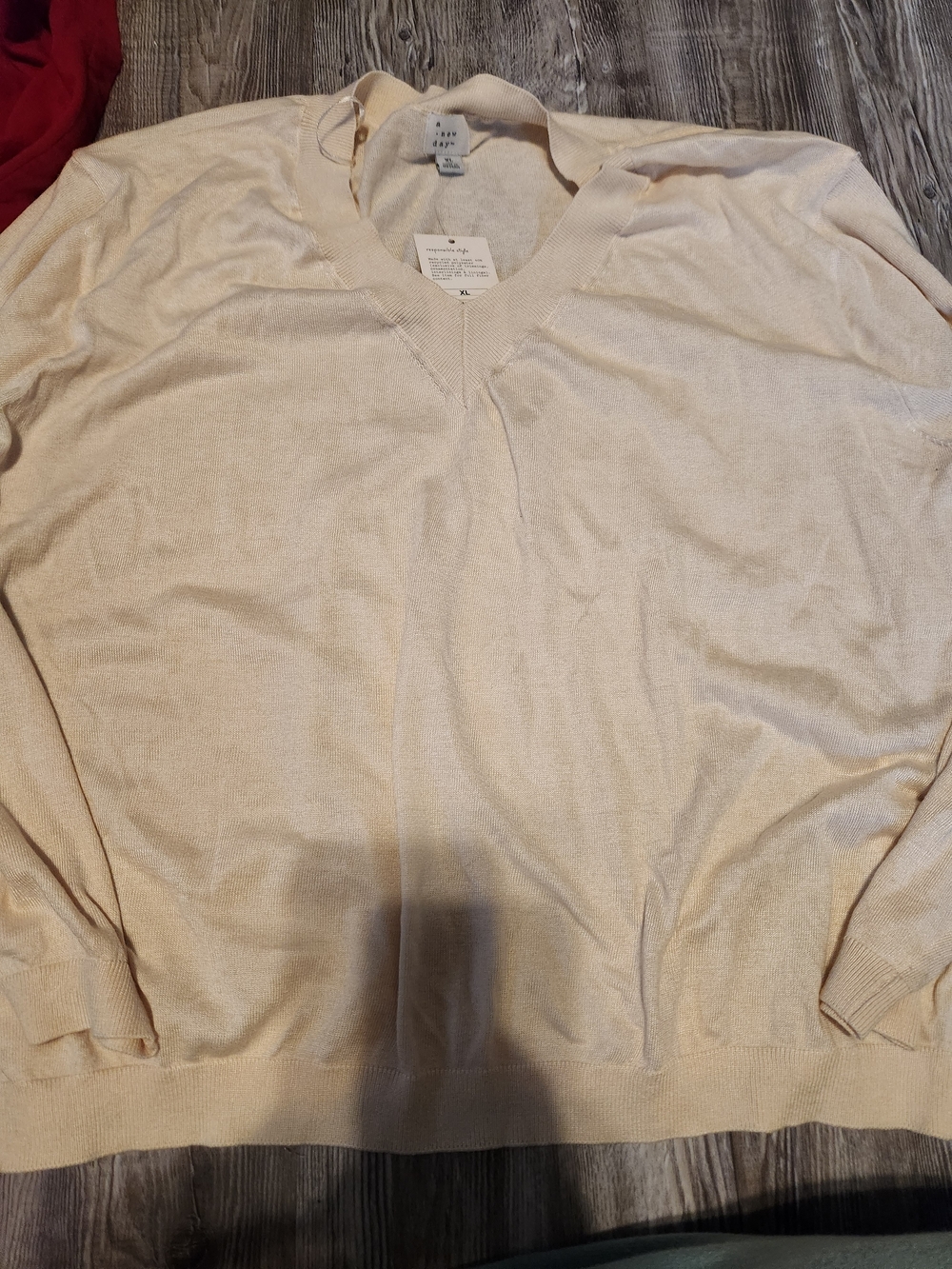 a new day Women's Long Sleeve V-Neck Sweater in Light Beige